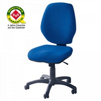 Bürodrehstuhl Perfekt, Bürodrehstuhl mit sehr hohem Sitzkomfort, Synchronmechanik, extra hohe Rückenlehne 520 mm mit Höhenverstellung, Polster marineblau.