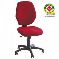 Bürodrehstuhl Perfekt, Bürodrehstuhl mit sehr hohem Sitzkomfort, Synchronmechanik, extra hohe Rückenlehne 520 mm mit Höhenverstellung, Polster rot.