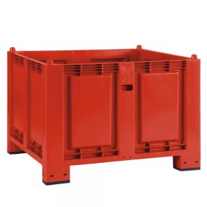 Palettenbox mit 4 Füßen, LxBxH 1200 x 800 x 850 mm, Farbe: rot
