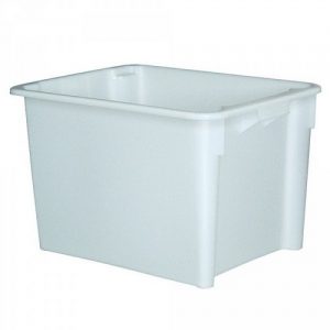 Drehstapelbehälter im Euro-Format, Boden und Wände geschlossen, LxBxH 800 x 600 x 505 mm, Inhalt 170 Liter, Farbe: weiß