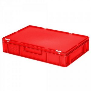 Versandbehälter mit Deckel, Euro-Format, 600 x 400 x 130 mm, 23 Liter, rot