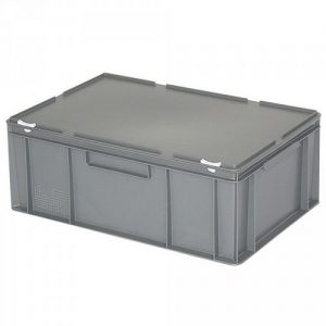 Versandbehälter mit Deckel, Euro-Format, 600 x 400 x 230 mm, 43 Liter, grau