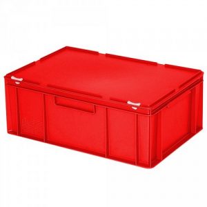 Versandbehälter mit Deckel, Euro-Format, 600 x 400 x 230 mm, 43 Liter, rot