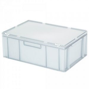 Versandbehälter mit Deckel, Euro-Format, 600 x 400 x 230 mm, 43 Liter, weiß