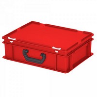 Euro-Koffer, stapelbar, LxBxH 400 x 300 x 130 mm, 11 Liter rot, 1 Tragegriff