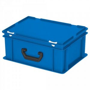 Euro-Koffer, stapelbar, LxBxH 400 x 300 x 180 mm, 16 Liter, blau, 1 Tragegriff
