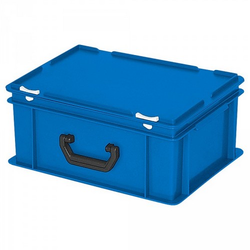 Euro-Koffer, stapelbar, LxBxH 400 x 300 x 180 mm, 16 Liter blau, 1 Tragegriff