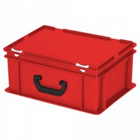 Euro-Koffer, stapelbar, LxBxH 400 x 300 x 180 mm, 16 Liter, rot, 1 Tragegriff
