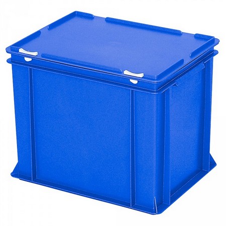 Eurobehälter mit Scharnierdeckel, LxBxH 400 x 300 x 330 mm, 31 Liter, blau