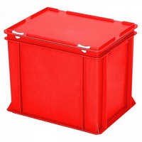 Eurobehälter mit Scharnierdeckel, LxBxH 400 x 300 x 330 mm, 31 Liter, rot