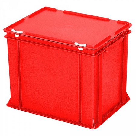 Eurobehälter mit Scharnierdeckel, LxBxH 400 x 300 x 330 mm, 31 Liter, rot