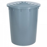 Kunststofftonne 200 Liter, Ø oben/unten 670/540 mm, H 790 mm, Polyethylen-Kunststoff (PE-HD), grau