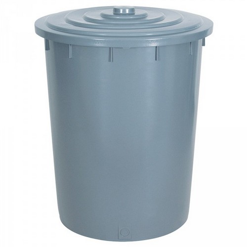 Kunststofftonne 200 Liter, Ø oben/unten 670/540 mm, H 790 mm, Polyethylen-Kunststoff (PE-HD), grau