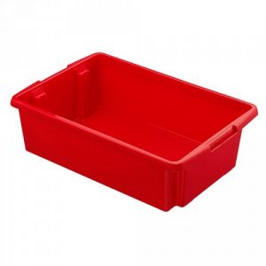 Drehstapelbehälter, leichte Ausführung, lebensmittelecht, Inhalt 30 Liter, LxBxH 595 x 395 x 170 mm, Polypropylen (PP), rot