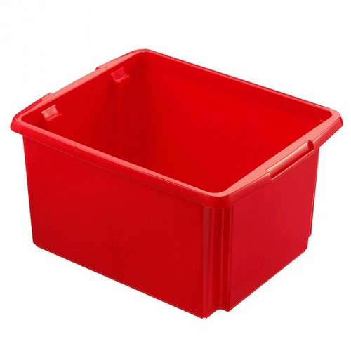 Drehstapelbehälter, leichte Ausführung, lebensmittelecht, Inhalt 32 Liter, LxBxH 455 x 360 x 245 mm, Polypropylen (PP), rot
