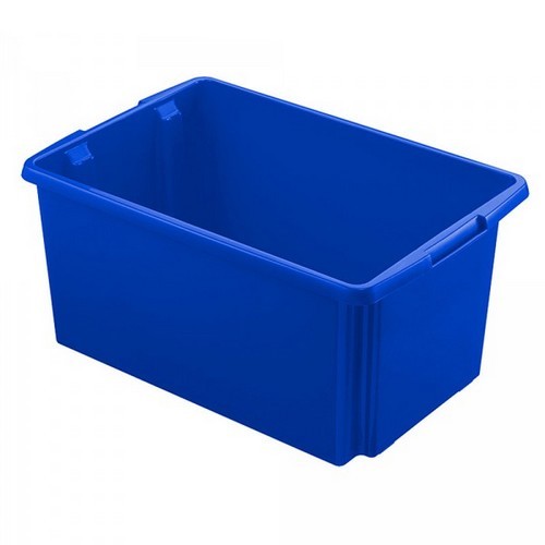Drehstapelbehälter, leichte Ausführung, lebensmittelecht, Inhalt 51 Liter, LxBxH 595 x 395 x 280 mm, Polypropylen (PP), blau