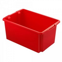 Drehstapelbehälter, leichte Ausführung, lebensmittelecht, Inhalt 51 Liter, LxBxH 595 x 395 x 280 mm, Polypropylen (PP), rot