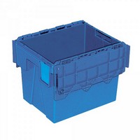 Mehrwegbehälter ALC43305 mit anscharniertem Deckeln, LxBxH 400 x 300 x 305 mm, 25 Liter, blau