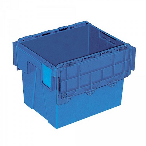 Mehrwegbehälter ALC43305 mit anscharniertem Deckeln, LxBxH 400 x 300 x 305 mm, 25 Liter, blau