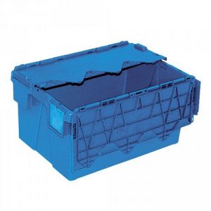 Mehrwegbehälter ALC64305 mit anscharniertem Deckeln, LxBxH 600 x 400 x 308 mm, 54 Liter, blau