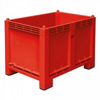 Palettenbox mit 4 Füßen, LxBxH 1200 x 800 x 850 mm, Farbe: rot