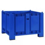 Palettenbox mit 4 Füßen, LxBxH 1200 x 800 x 850 mm, Farbe blau-S