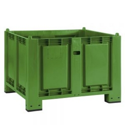 Palettenbox mit 4 Füßen, LxBxH 1200 x 800 x 850 mm, Farbe grün-S