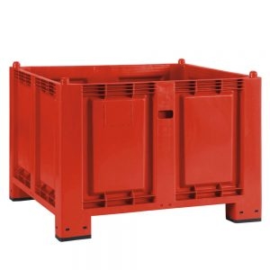Palettenbox mit 4 Füßen, LxBxH 1200 x 800 x 850 mm, Farbe rot-S