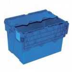 Versandbehälter ALC64400 mit anscharniertem Deckeln, LxBxH 600 x 400 x 400 mm, 70 Liter, blau