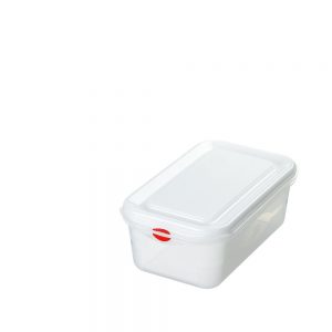 Vorratsbox für kalte und heiße Lebensmittel, lebensmittelechtes Polypropylen (PP) Kunststoff, mit Deckel, LxBxH 176 x 162 x 65 mm, Inhalt 1,1 Liter
