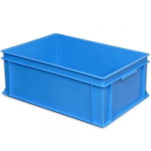 Eurobehälter geschlossen, 2 Griffleisten, 600 x 400 x 220 mm, 43 Liter, blau