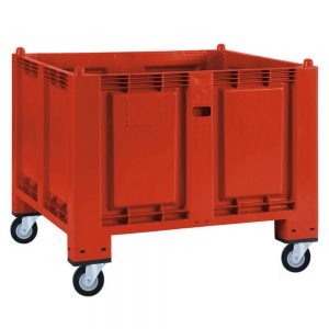 Palettenbox, geschlossen, mit 4 Lenkrollen, LxBxH 1200 x 800 x 1000 mm, Farbe: rot