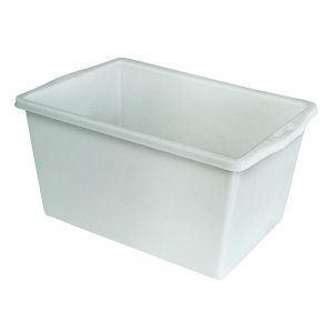 Lebensmittelbehälter aus Kunststoff, weiß, 60 Liter, LxBxH 640 x 450 x 340 mm, konisch, leer ineinander stapelbar