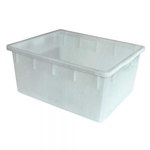 Lebensmittelbehälter aus Kunststoff, weiß, 145 Liter, LxBxH 800 x 640 x 380 mm, konisch, leer ineinander stapelbar