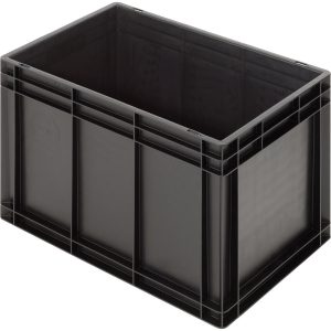 Eurobehälter, leitfähig, 600 x 400 x 340 mm, 80 Liter, schwarz