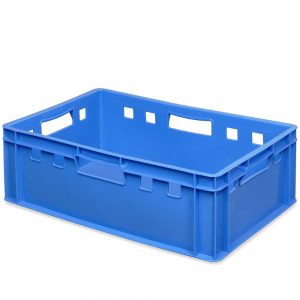 E2 Fleischkasten / Eurobehälter - Polyethylen-Kunststoff (PE-HD) lebensmittelecht, 600 x 400 x 200 mm, blau