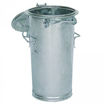 Runde Mülltonne aus feuerverzinktem Stahlblech, mit Deckel / Kurzgriffbügel, Inhalt 50 Liter
