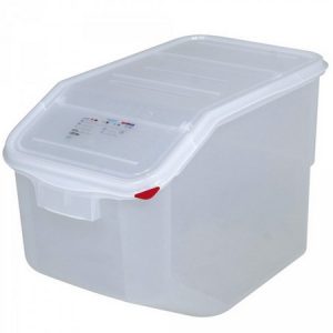 50 Liter Container für Zutaten, stapelbar, mit Deckel, BxTxH 400 x 340 x 565, Polypropylen-Kunststoff (PP), weiß