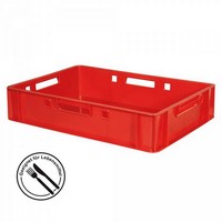 E1 Fleischkasten / Eurobehälter - Polyethylen-Kunststoff (PE-HD) lebensmittelecht, 600 x 400 x 125 mm, rot
