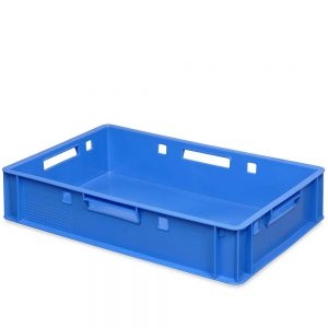 E1 Fleischkasten Eurobehälter - Polyethylen-Kunststoff (PE-HD) lebensmittelecht, 600 x 400 x 125 mm, blau-S