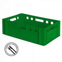 E2 Fleischkasten / Eurobehälter - Polyethylen-Kunststoff (PE-HD) lebensmittelecht, 600 x 400 x 200 mm, grün