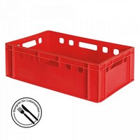 E2 Fleischkasten / Eurobehälter - Polyethylen-Kunststoff (PE-HD) lebensmittelecht, 600 x 400 x 200 mm, rot