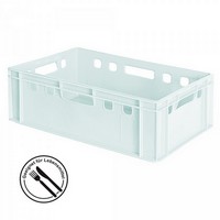 E2 Fleischkasten / Eurobehälter - Polyethylen-Kunststoff (PE-HD) lebensmittelecht, 600 x 400 x 200 mm, weiß