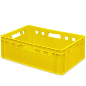E2 Fleischkasten Eurobehälter - Polyethylen-Kunststoff (PE-HD) lebensmittelecht, 600 x 400 x 200 mm, gelb-S