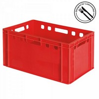 E3 Fleischkasten / Eurobehälter - Polyethylen-Kunststoff (PE-HD) lebensmittelecht, 600 x 400 x 300 mm, rot