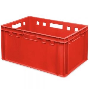 E3 Fleischkasten Eurobehälter - Polyethylen-Kunststoff (PE-HD) lebensmittelecht, 600 x 400 x 300 mm, rot