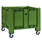 Palettenbox, geschlossen, mit 4 Lenkrollen, LxBxH 1200 x 800 x 1000 mm, Farbe grün-S