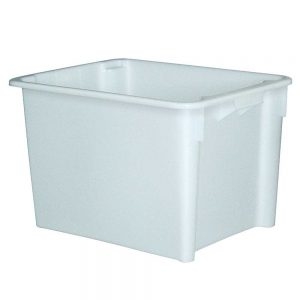 Stapelbarer weißer Kunststoffbehälter im Euro-Maß LxBxH 800 x 600 x 505 mm, Inhalt 170 Liter, lebensmittelecht-S