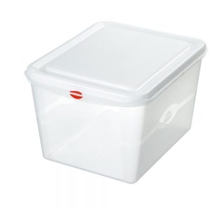 Vorratsbox für kalte und heiße Lebensmittel, lebensmittelechtes Polypropylen (PP) Kunststoff, mit Deckel, LxBxH 325 x 265 x 200 mm, Inhalt 12,5 Liter-S
