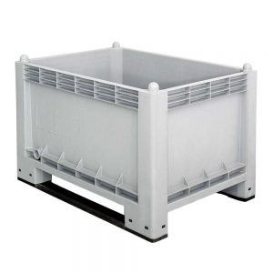 Volumenbox, stapelbar/ 2 Kufen, LxBxH 1000 x 700 x 650 mm, Inhalt 300 Liter, lebensmittelecht